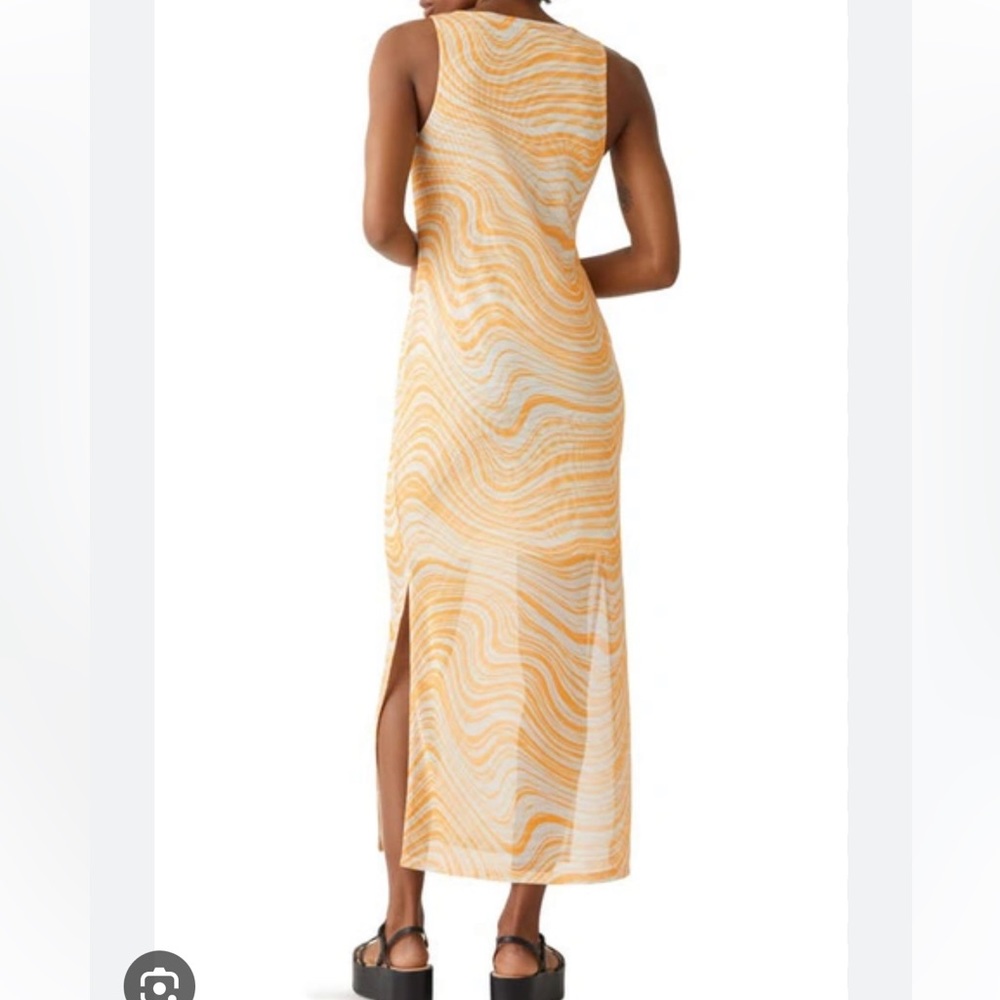 & Other Stories Orange Wave Mesh Dress
